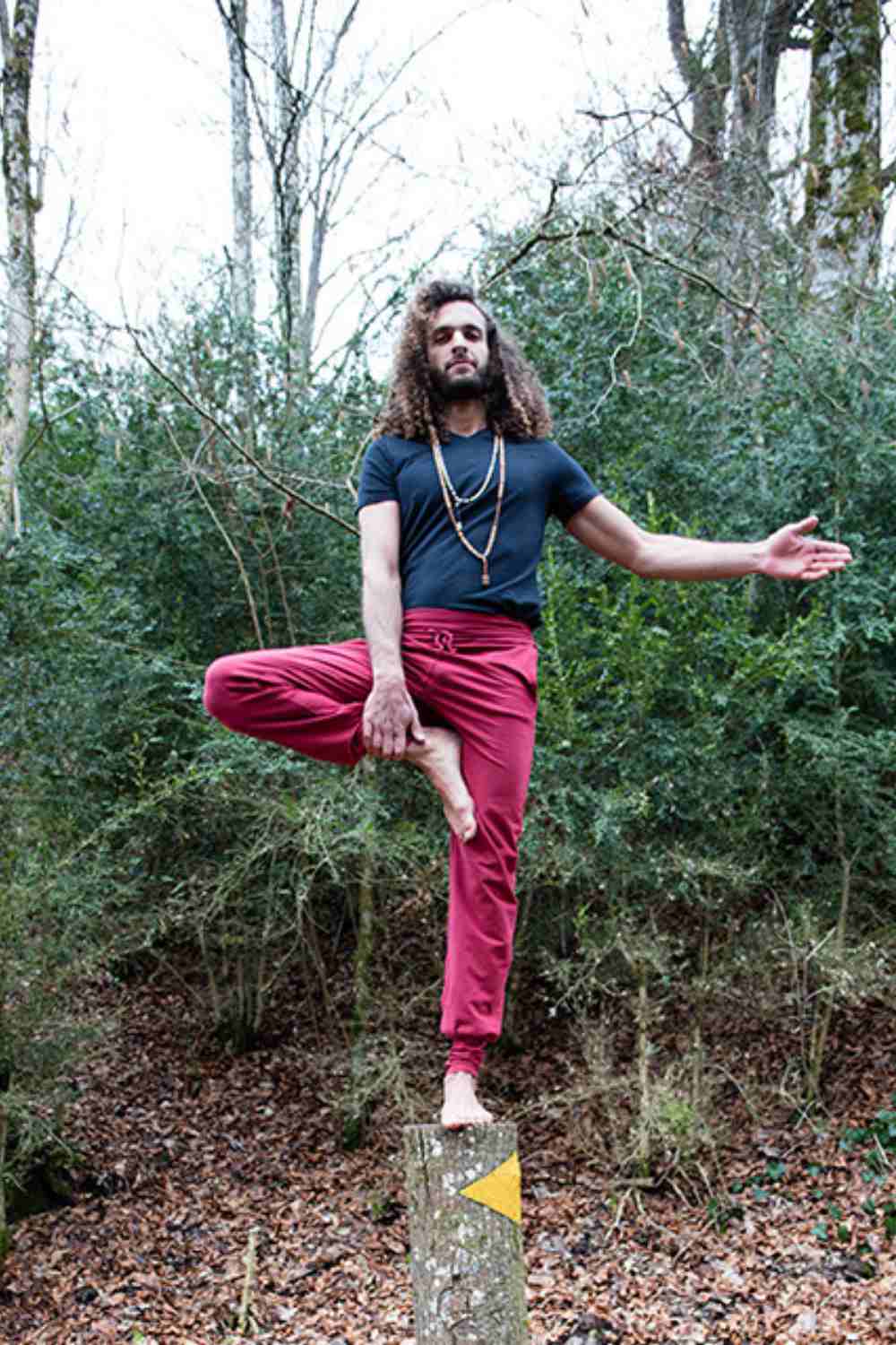 Mahan Men's yoga pants - Bordeaux-breath of fire-organic cotton