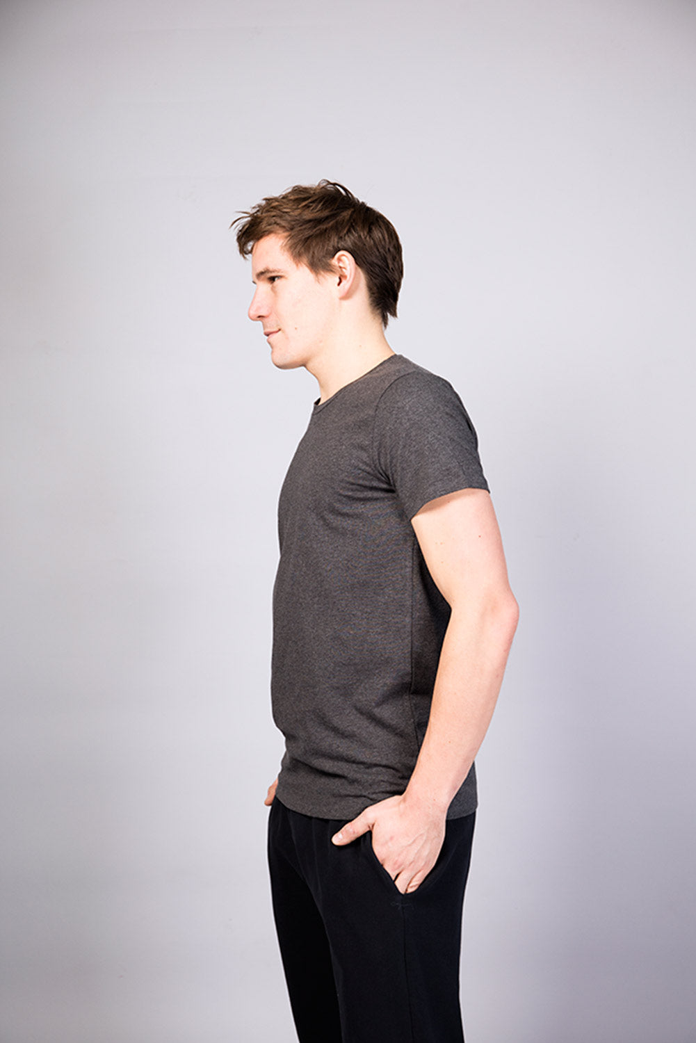 T-shirt de yoga Homme Bencha col rond - Gris foncé