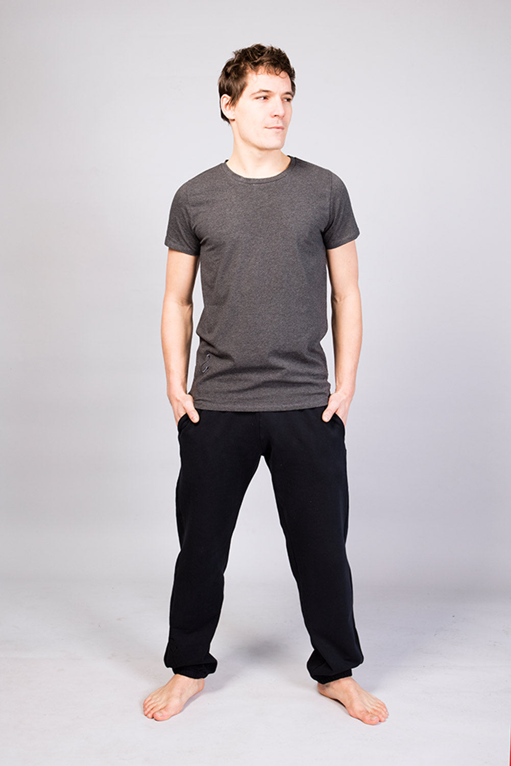 T-shirt de yoga Homme Bencha col rond - Gris foncé
