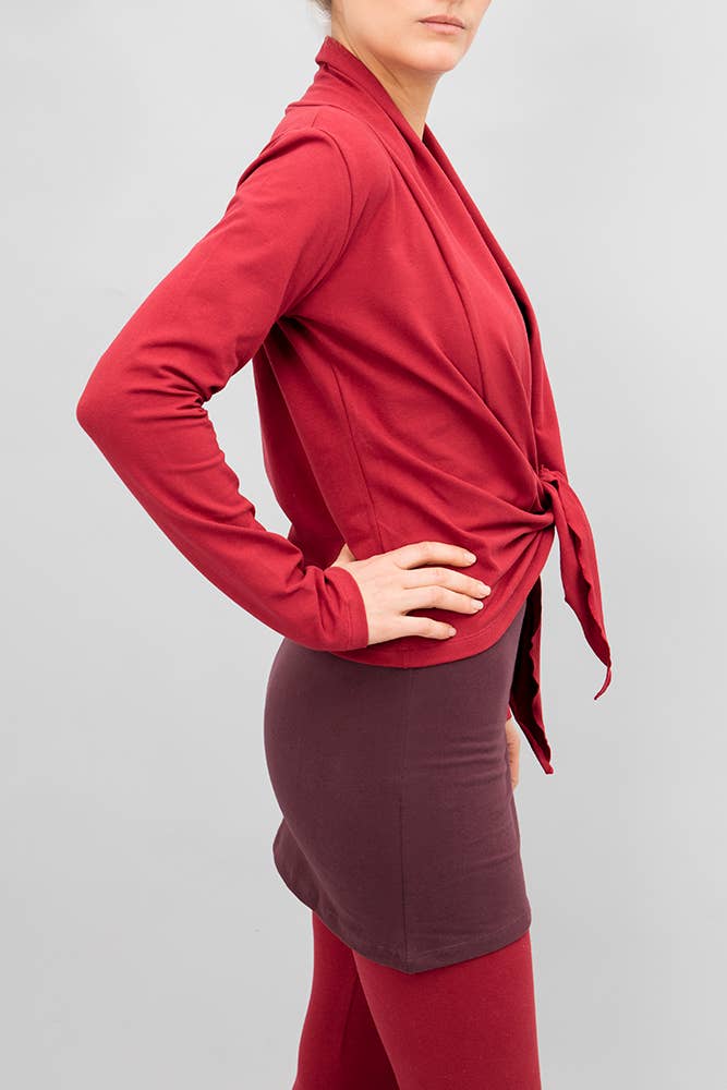 Amba yoga wrap shirt - Bordeau-Breath of Fire-3