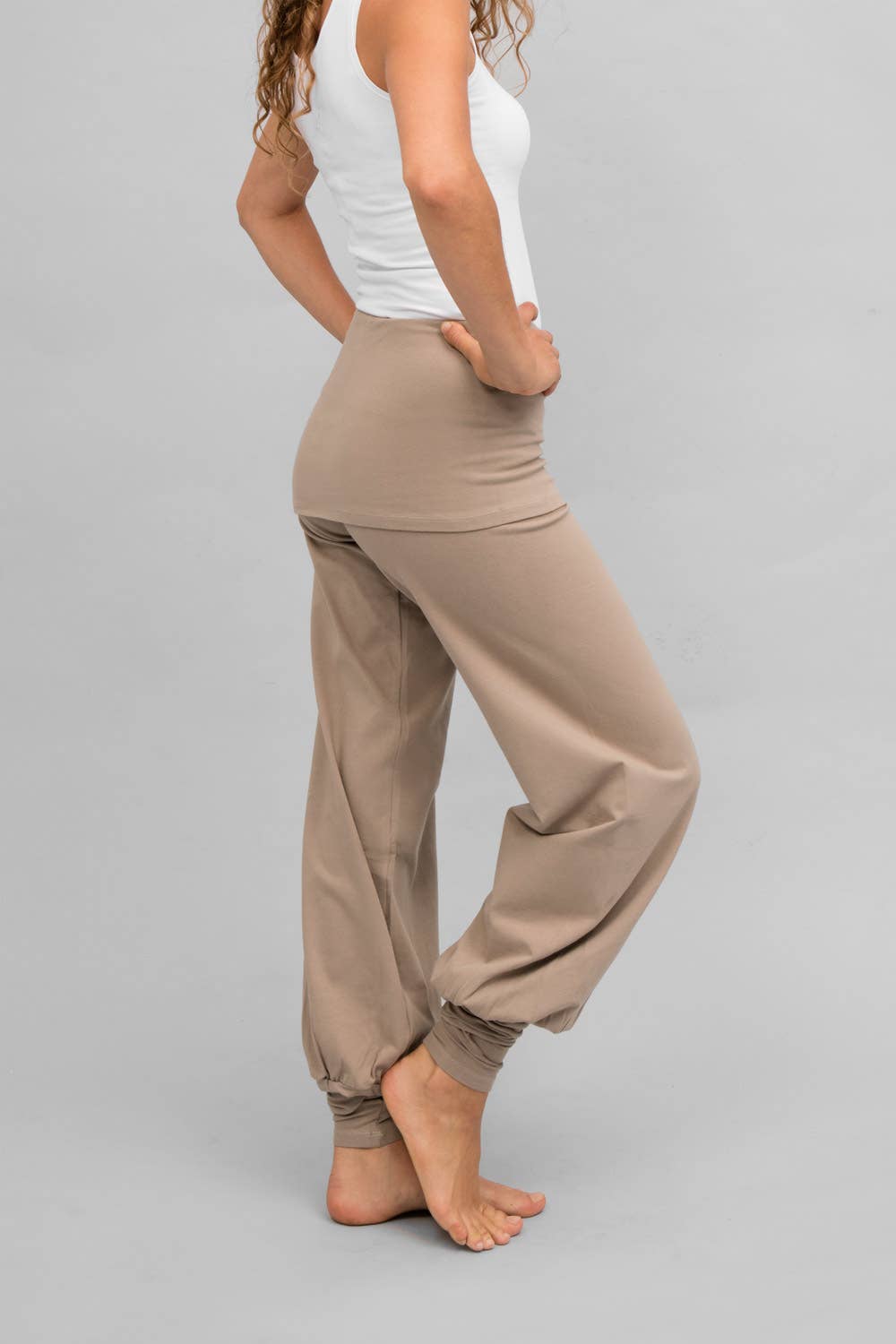 breath of fire wide yoga pants sohang taupe organic