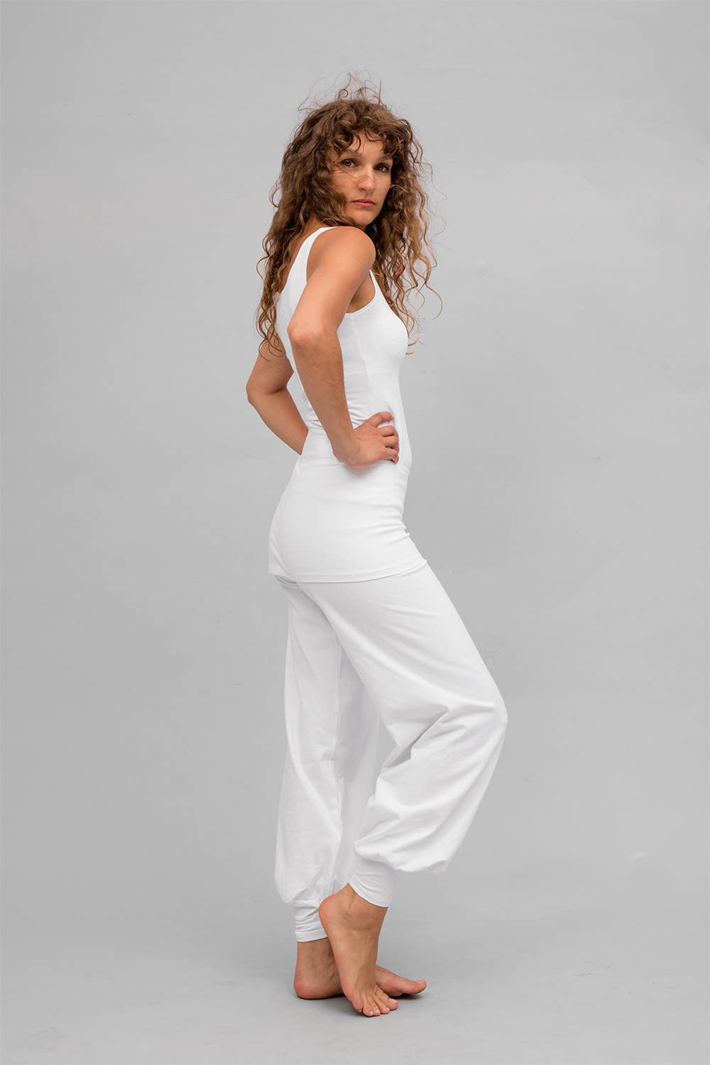 woman wide yoga pants white breath of fire