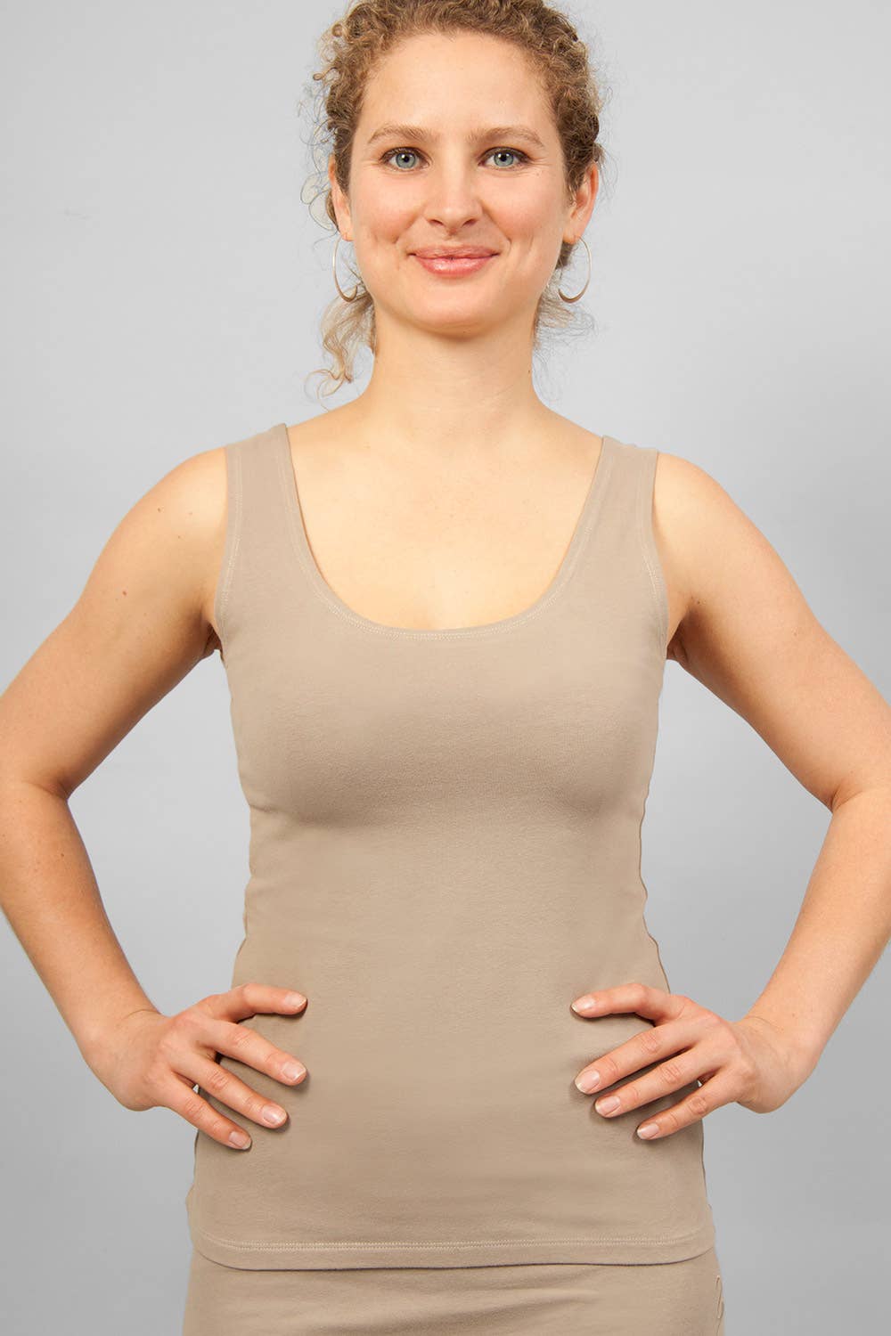 breath of fire yoga wear yoga top color taupe front
