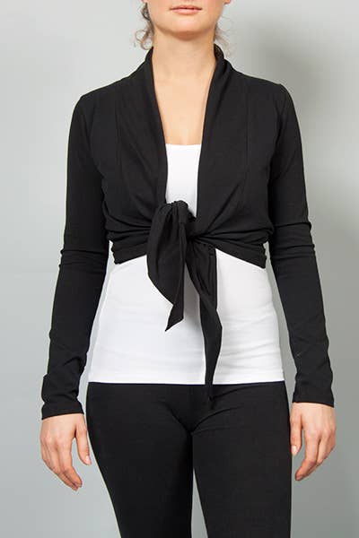 Amba yoga wrap shirt black - breath of fire sustainable yoga fashion