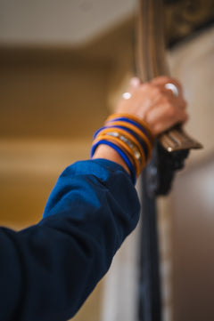 Breath of Fire Talya wrap shirt — Navy — detail long sleeve mercerized organic cotton ethical fashion