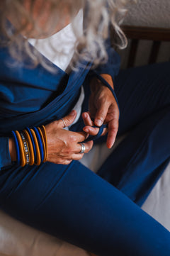 Breath of Fire Talya wrap shirt — styling shot tied front organic cotton ethical women yoga wrap