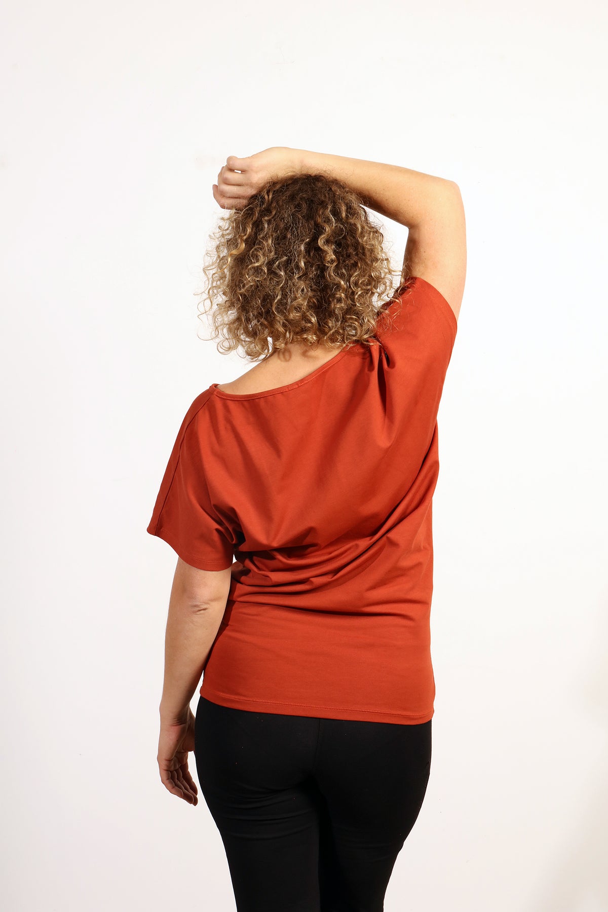 Breath of Fire Cephei T-shirt — Sienna — alternate view warm earthy batwing organic cotton T-shirt