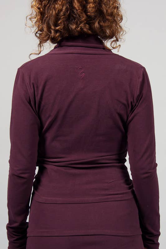 Amba yoga wrap shirt purple in organic cotton