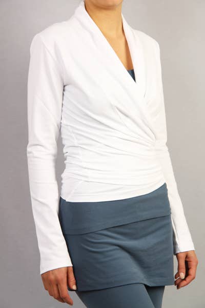 Amba yoga wrap shirt - White-Breath of Fire-2