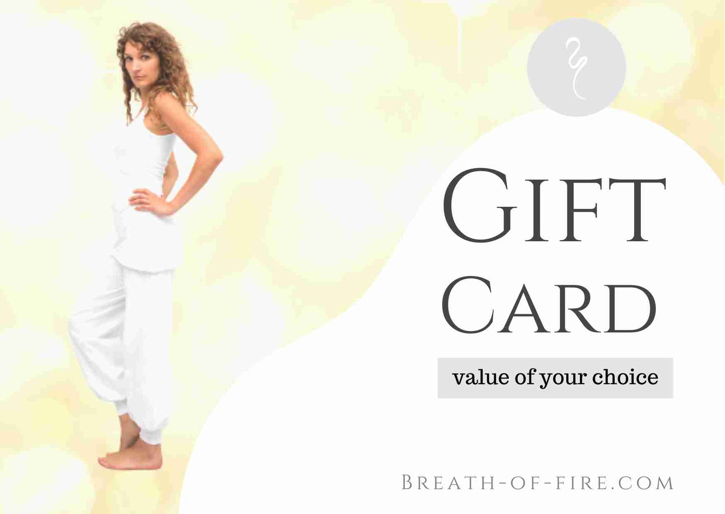 Gift card by breath of fire for beautiful yoga clothing - a gift with meaning