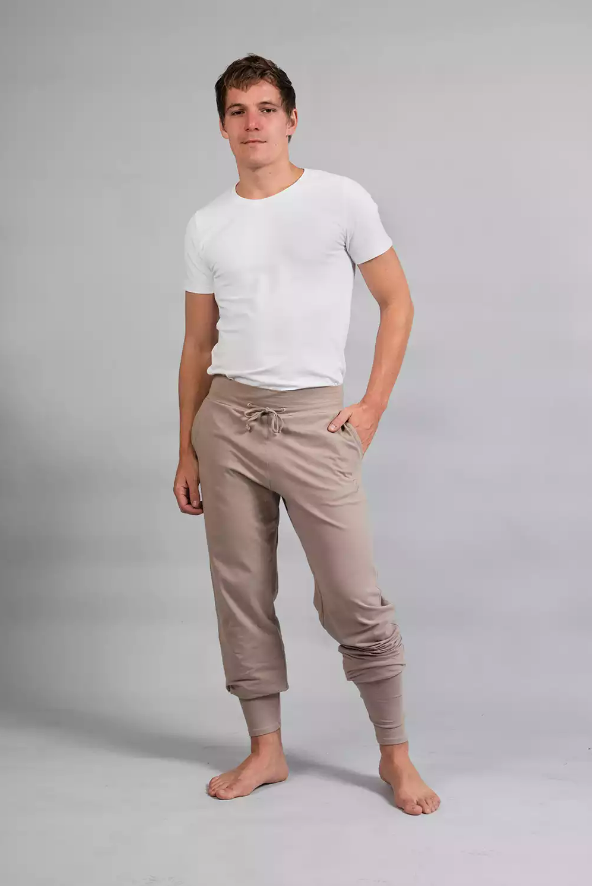 Mahan Men's Yoga Pants - Taupe-Breath of Fire-3