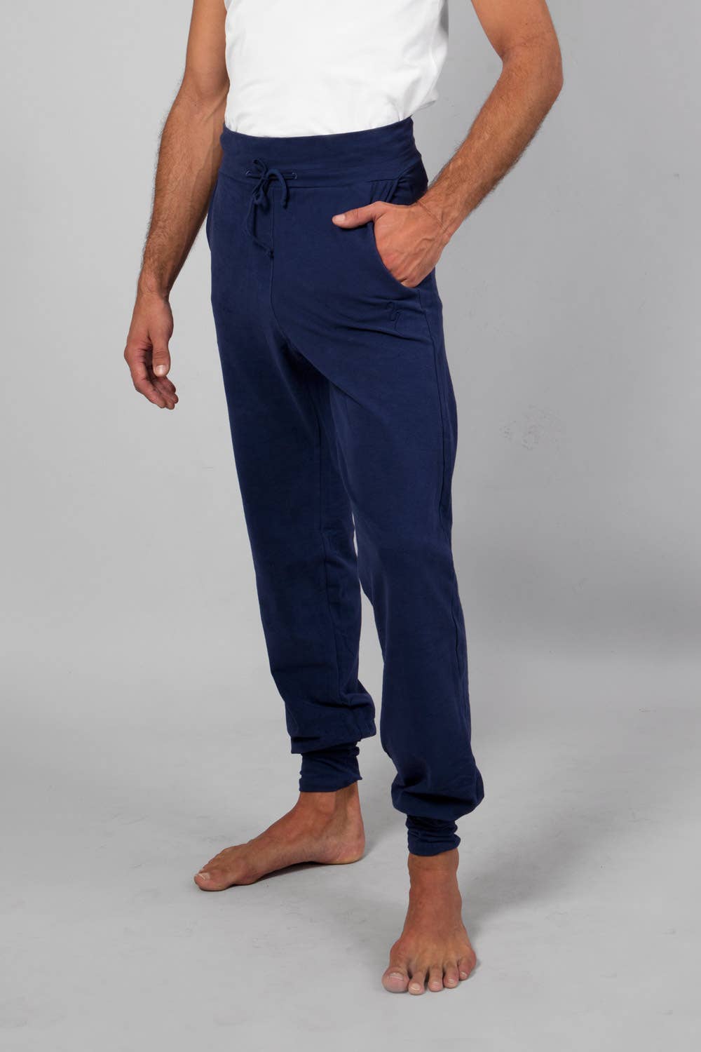 Mahan Men's yoga pants - Atlantic blue-breath of fire-organic cotton