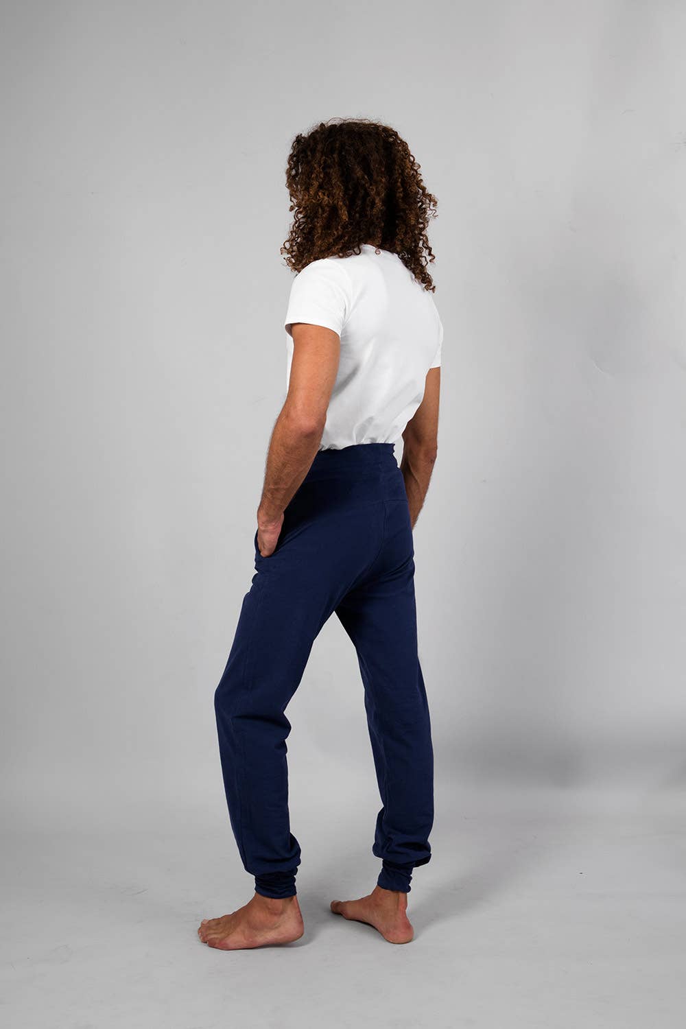 Mahan Men's yoga pants - Atlantic blue-breath of fire-organic cotton