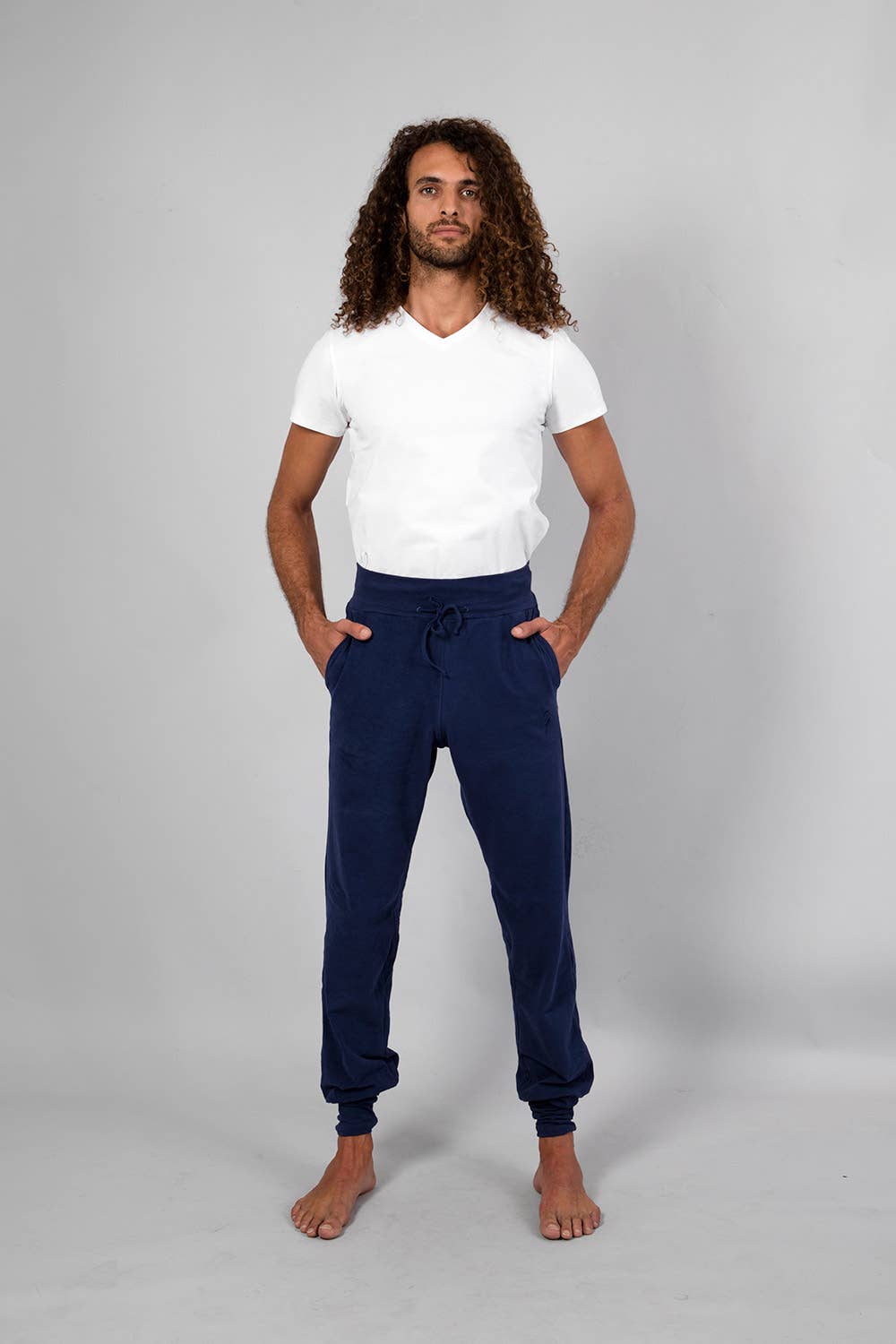 Mahan Men's yoga pants - Atlantic blue-breath of fire-organic cotton