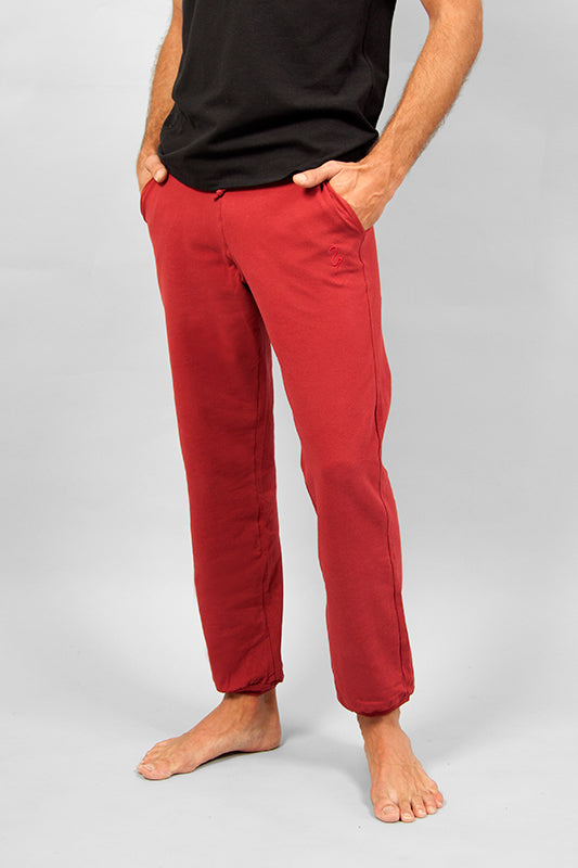 Mahan Men's yoga pants - Bordeaux-breath of fire-organic cotton