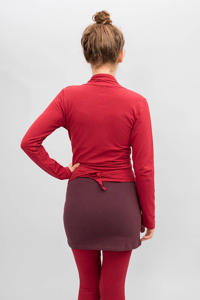 Amba yoga jacket bodeaux back by breath of fire yoga clothes